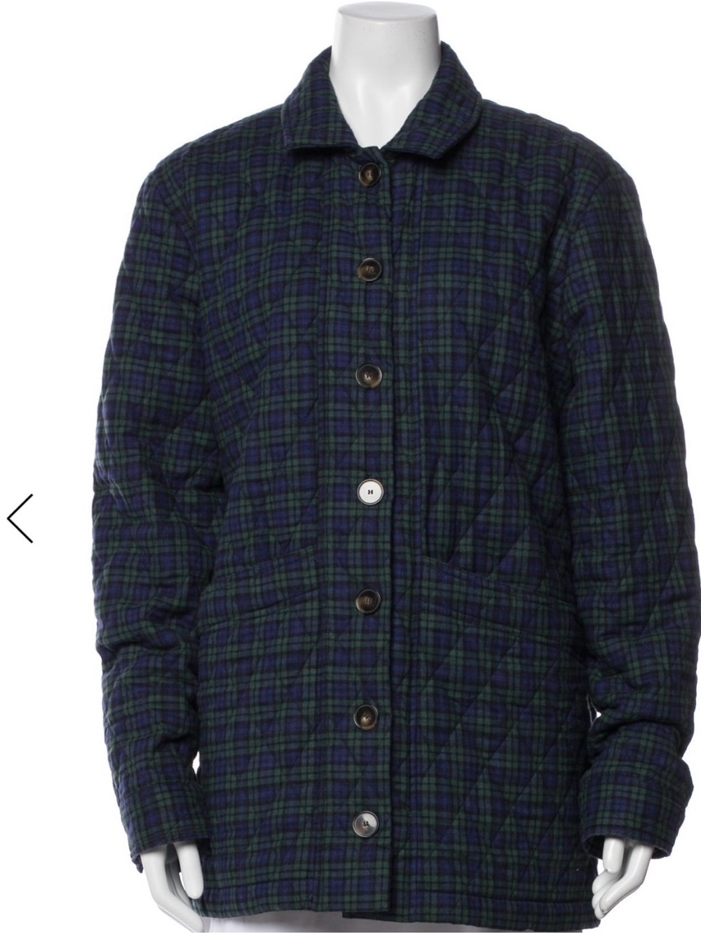 Sezane Navy & Green Plaid Quilted Jacket-Perfect for Fall